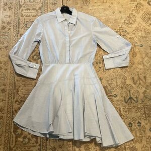 Jason Wu Blue Stripe Mini Shirt Dress with Asymmetric Hem